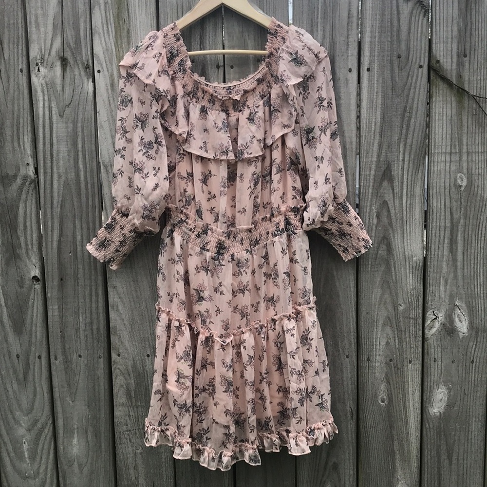 Off the shoulder mini floral dress